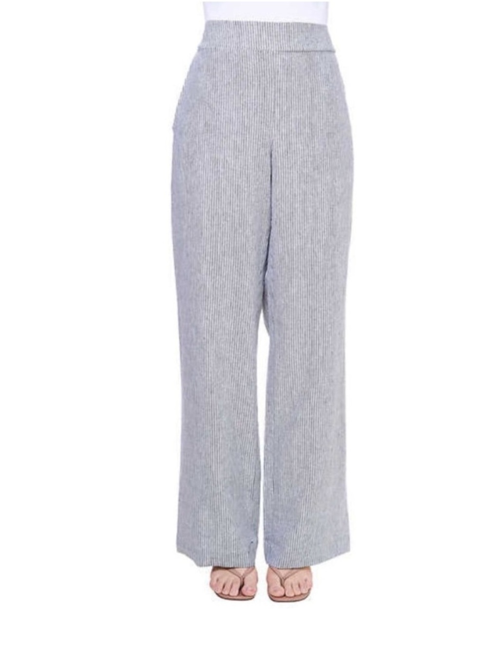 High Rise Striped Linen Blend Pants